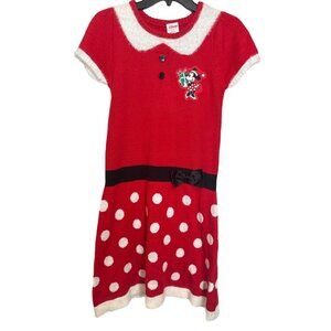Disney Minnie Mouse Girls XL‎ (14-16) Red Sweater Dress Party Christmas Holiday